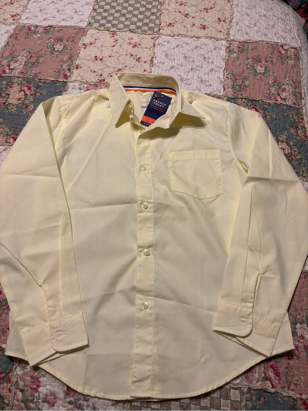 French Toast Boys' Pale Yellow Long-Sleeve Dress Shirt Size 14